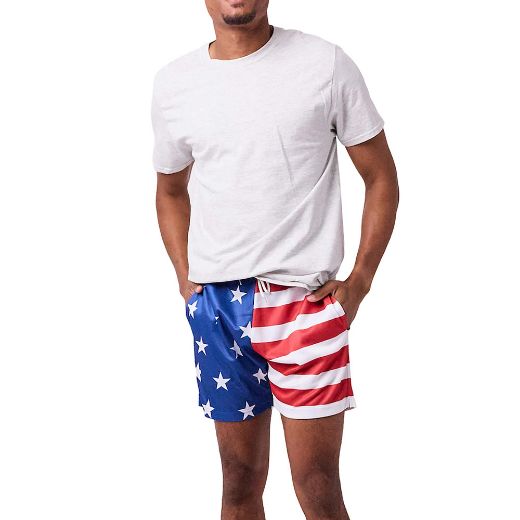 Picture of Bioworld  American Flag AOP Active Shorts