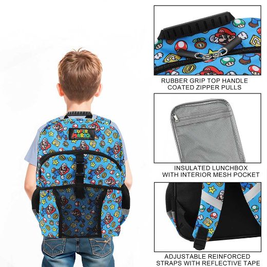 Picture of Super Mario AOP Youth Lunch Kit & Backpack Set