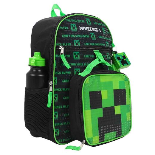 Picture of Minecraft Creeper Youth 5 pc Backpack Set