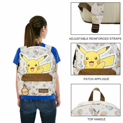 Picture of Pokemon Pikachu Eevee Piplup and Yamper Characters AOP Backpack